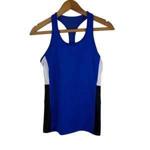 LAUREN Ralph Lauren Active Blue Black Racerback Tank Top Small